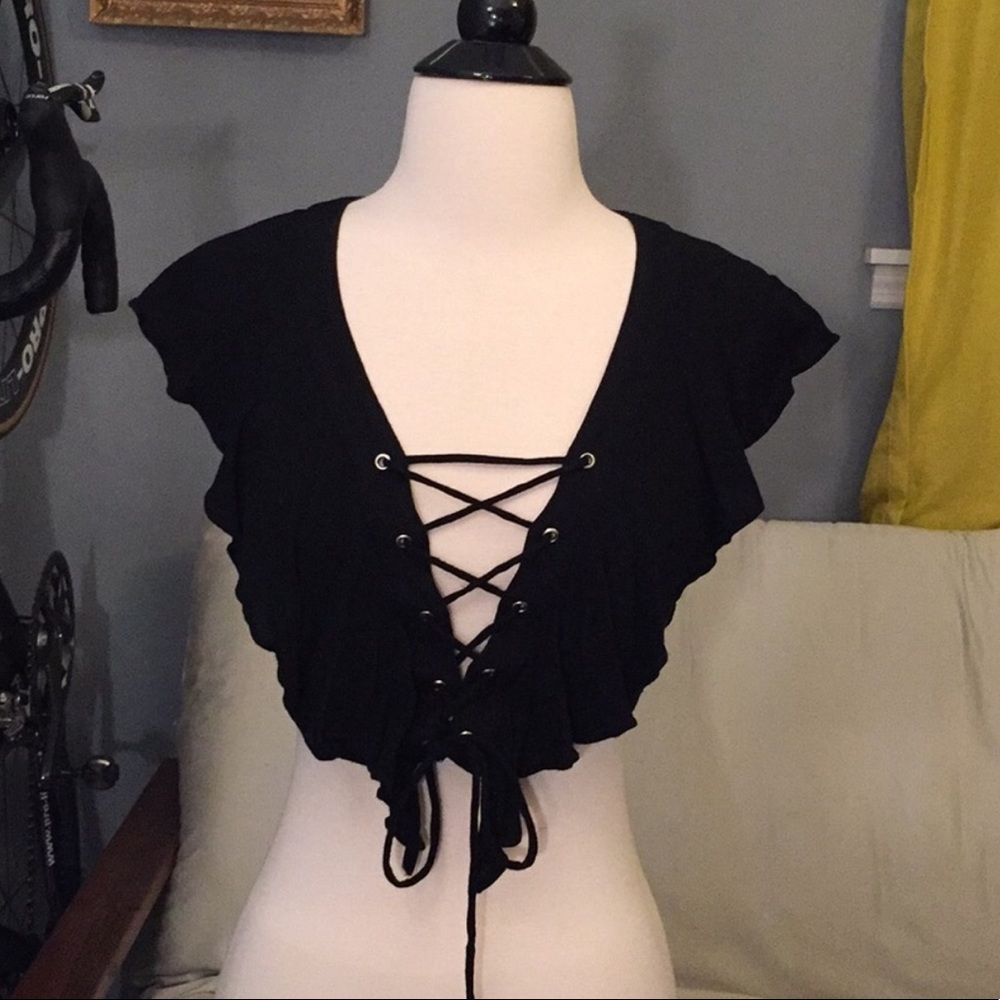 Lace up crop top